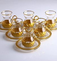 LaModaHome Turkish Arabic Tea Glasses Set, Fancy Vintage Handmade Set for Servin - £53.26 GBP