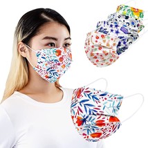 Flower Print Disposable Face Mask 50 PC Assorted 3-Ply Adult Ear Loop (F... - £11.53 GBP