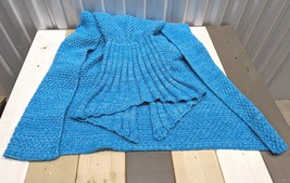 Mermaid Tail Lapghan Blue Knit Yarn Blanket Throw Barbie Core Fantasy Gi... - $49.88