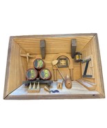 VINTAGE EAST GERMANY WOOD DIORAMA SHADOW BOX HAND PAINTED CARVED FOLK  A... - $34.99