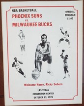 NBA Basketball Phoenix Suns vs Milwaukee Bucks Ricky Sobers 1976 Official Progra - £40.17 GBP