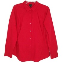 Worthington Womens Size 16 Blouse Long Sleeve Button Front Collared Solid Red - £10.19 GBP