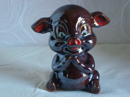 Sitting Japanese Redware Piggy Bank - $12.00