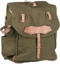 Vintage Romanian Army Canvas Backpack W Leather Shoulder Straps 18&quot; x 13... - €42,91 EUR