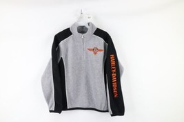 Vtg 90s Harley Davidson Boys Large Spell Out Half Zip Fleece Pullover Sweater - £31.61 GBP