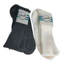 Sears Roebuck Mens White &amp; Gray Duraspun Socks Size 10-13 Vintage Set of... - $15.83