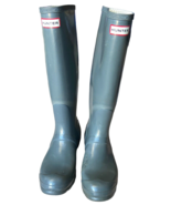 HUNTER Original Gloss Tall Waterproof Rain Snow Boots Women Sz 6 Green Pull On - $32.71