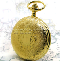 Pocket Watch Gold Color 47 mm for Men Roman Numbers Dial with Fob Chain ... - £15.74 GBP
