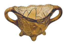 Tiara Indiana Glass Sweet Pear Handled Footed Open Sugar Bowl Amber Vintage - £14.59 GBP