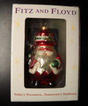 Fitz And Floyd Christmas Ornament Glass Santa Wreath Original Presentation Box - £10.16 GBP