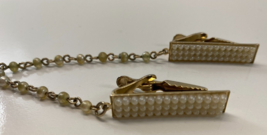 Vintage Double Gold Tone Faux Seed Pearl Lapel Sweater Clips - £15.63 GBP