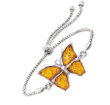 Amber Butterfly Bolo Bracelet in Sterling Silver - £283.77 GBP
