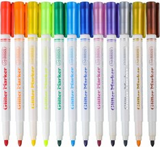 Sunshilor Glitter Markers Highlighter Pens Medium Point Fluorescent Color For - $29.99