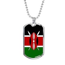 Express Your Love Gifts Kenya Flag Necklace Kenya Flag Engraved 18k Gold Dog Tag - £55.27 GBP