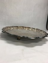 16 in. Silver plate Leonardo footed platter scalloped Sea Shell detail V... - £30.79 GBP