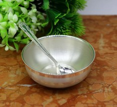 999 pure sterling silver handmade solid silver bowl and spoon, silver sv65 - £166.18 GBP