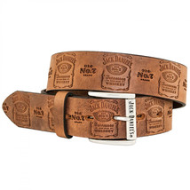 Jack Daniel&#39;s Top Grain Single-Ply Leather Strap Belt Brown - £31.95 GBP