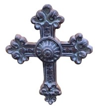 Vintage Cross Crucifix Wall Décor Taupe Brown Rustic Distressed Decorati... - $27.00