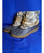 Sperry Topsider Duck Boot Saltwater Leather Canvas Green Brown US 10M  G... - $705.26 MXN
