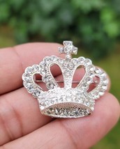 Crown brooch vintage look queen broach silver plated celebrity design pin k46 - £17.43 GBP