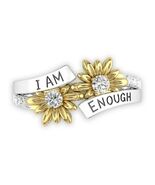 Handcrafted ~ Inspirational ~ I AM ENOUGH Sunflower ~ Size 8 Ring - $20.00