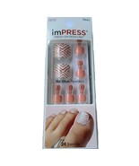 NEW Kiss Nails Impress Press On Pedicure Short Gel Mauve Pink Glitter To... - £10.12 GBP