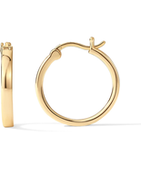 14K Gold Plated 925 Sterling Silver Post Lightweight Hoops | 20Mm - 30Mm... - $32.68 CAD