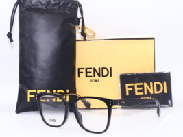 New Fendi Fe 50004I 001 Black Gold Square Authentic Frames Eyeglasses 53-17 - £187.42 GBP