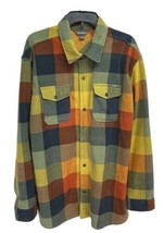Mens Eddie Bauer Shirt Super Soft Fleece Button Down Plaid Yellow Blue  ... - $35.99