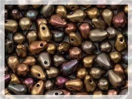 100 Czech Glass Teardrop Beads Metallic Jewelry Supplies 9mm Set - £13.51 GBP