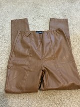 Prettylittlethings Faux Leather High Waist Trouser Pants Size 8 Brown Zi... - $18.52