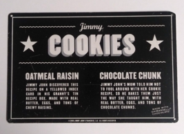 Authentic Jimmy Johns COOKIES Metal Tin Advertising Sign 5.5&quot;h x 8.5&quot;w 2006 - £15.94 GBP