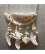 Necklace Oyster Shells Rope Jewelry Beachy Unisex Adjustable - £10.62 GBP