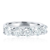 1.70 CT Round Cut 5 Stone U-Shape Prong Set Diamond Wedding Band 14k White Gold - $2,969.02