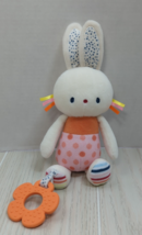 Baby Gund Tinkle Crinkle Bunny Rattle Teether Pink Orange dot White Rabb... - $4.94