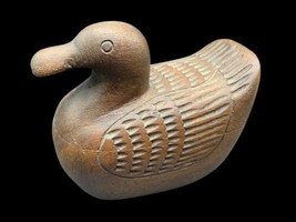 Vintage Teak Wood Duck Box Hand Carved Folk Art Storage Decoy Trinket 5&quot;... - $30.00