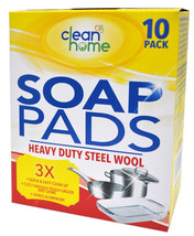 Clean Home Heavy Duty Steel Wool Soap Pads 10 Pack - £3.91 GBP