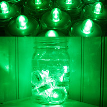 Submersible Waterproof Battery LED Tea Light ~ Wedding Decoration~Green~ 12 Pack - £17.52 GBP