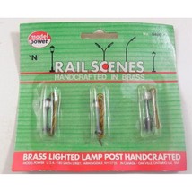 Model Power N Scale Brass Lighted Lamp Post Handcrafted Pack Of Three 84... - $11.99