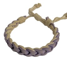 Rope Braided Bracelet Light Purple and White Adjustable Pull On Slider - £6.61 GBP