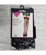 MUSIC LEGS Black Lace Top Diamond Net Thigh Hi Stockings #4931 - One Size - $6.75 CAD