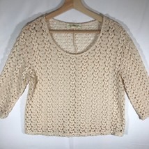 Staring At Stars Top Women&#39;s Small Ivory Crochet Scoop Neck 3/4 Sleeve Pullover - £14.83 GBP