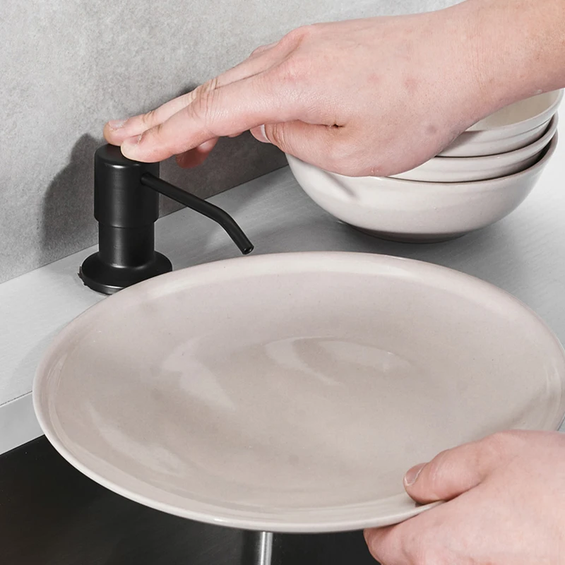 House Home Matte Black Kitchen Soap Dispenser Stainless Steel Pump 220ML Plastic - £32.07 GBP