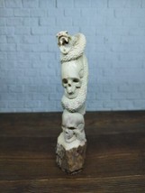 Skull Skeleton Head &amp; Snake Handle Knife Knive Walking Stick From Deer Antler - £67.02 GBP