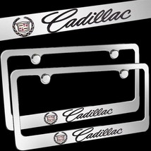 Brand New 2PCS Cadillac Chrome Plated Brass License Plate Frame Officially Licen - £47.95 GBP