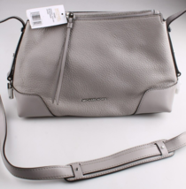 MICHAEL Kors Crosby Pearl Grey Pebble Leather Messenger Shoulder Bag Aut... - $99.97