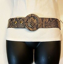 VTG Fashion Belt size 10 29&quot; waist Snake Skin Print Faux Leather 2&quot; wide - $11.88