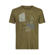 John Varvatos Men&#39;s Stitched Skull Patchwork Applique Linen Blend T-Shirt Olive - £62.11 GBP