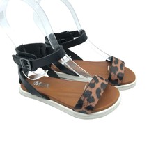 Mini Mia Girls Little Ellen Sandals Ankle Strap Leopard Print Black Brown 9 - £11.56 GBP