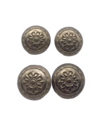 Vintage Buttons Set Lot 4 Gold / Bronze Color Metal Shank Buttons Engraved - $18.52